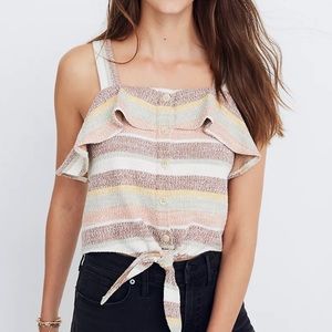 Madewell Texture & Thread Striped Ruffle Tank Top, medium